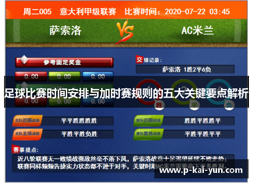 足球比赛时间安排与加时赛规则的五大关键要点解析 足球比赛时间安排与加时赛规则的五大关键要点解析